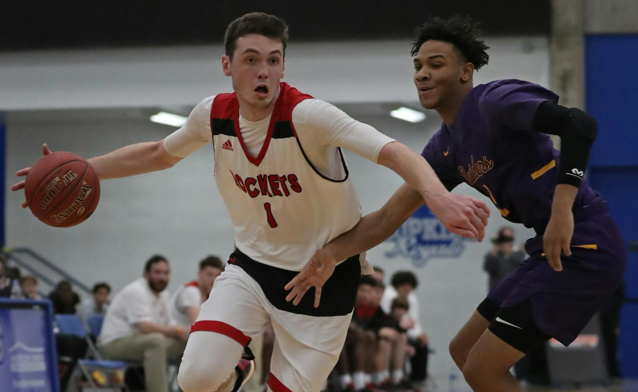Matthew Hurt (1), in a game against Cretin-Derham Hall in December. He announced his college selection by putting a Duke cap on his head.