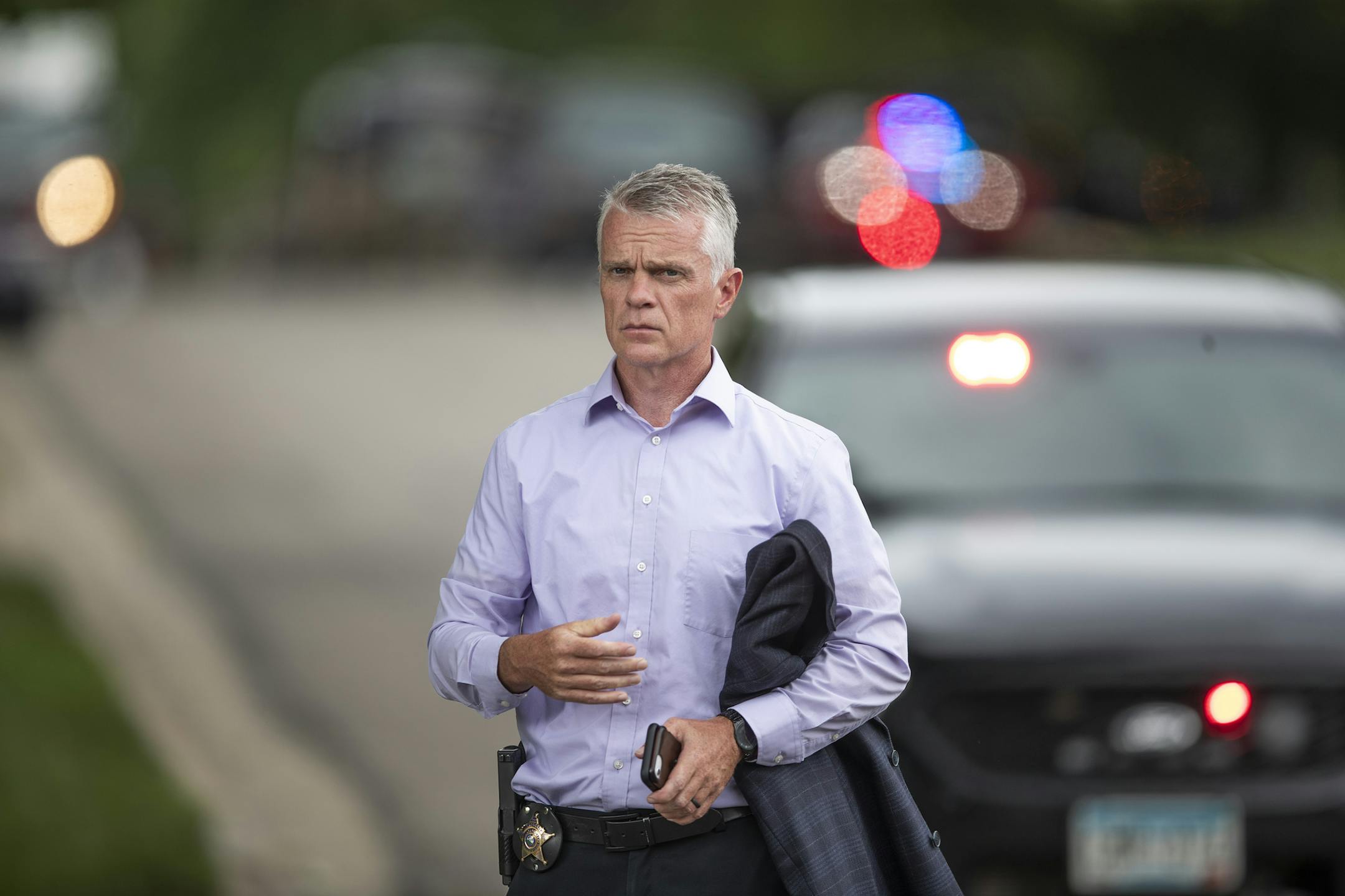 Lt. Dan Douglas of the Anoka County Sheriff's department updated the media after the suspect was arrested in Spring Lake Park on Monday, July 6.