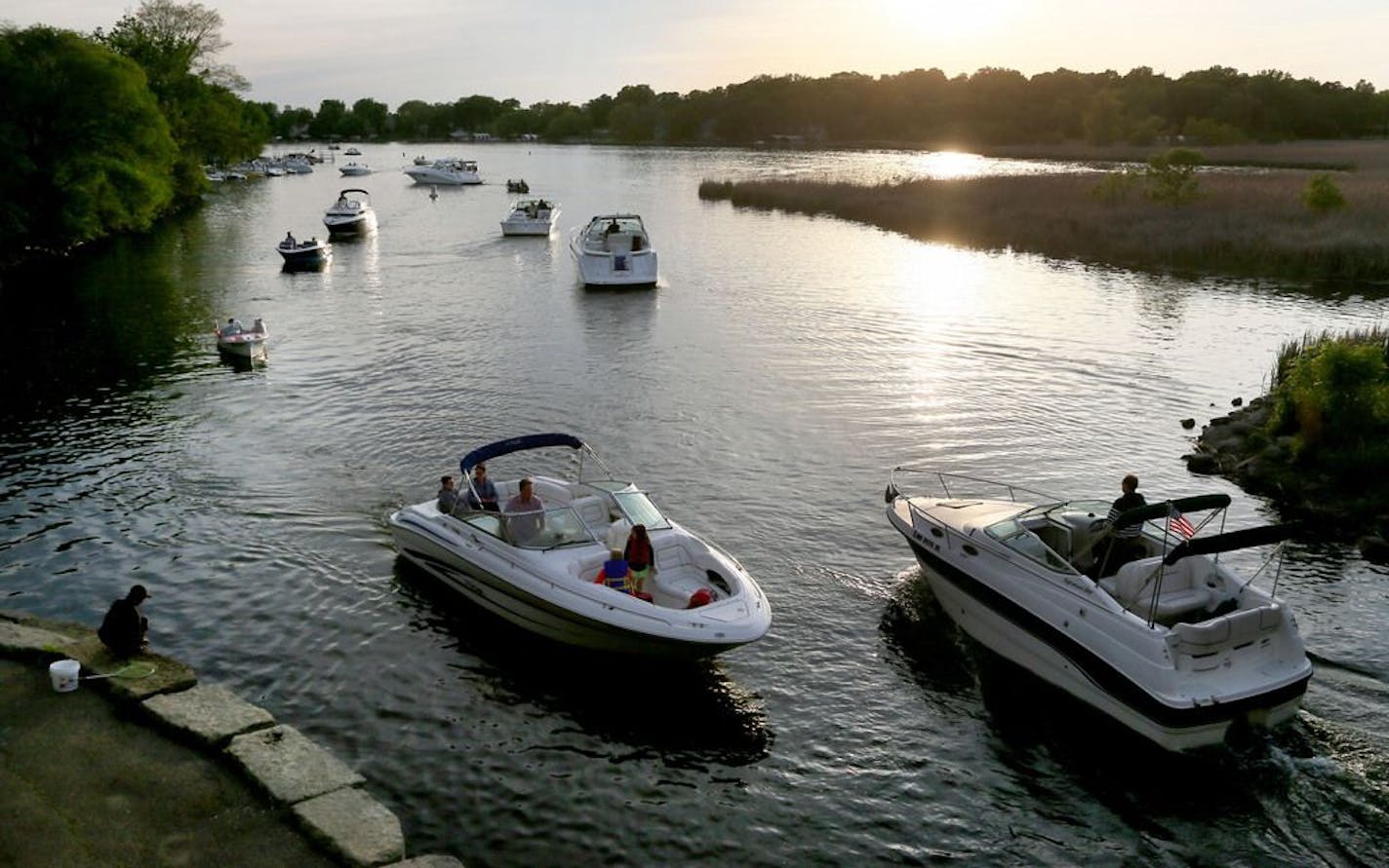 Boat traffic was heavy on Lake Minnetonka as daylight faded Friday, May 22, 2015, near Lord Fletcher's in Spring Park, MN.