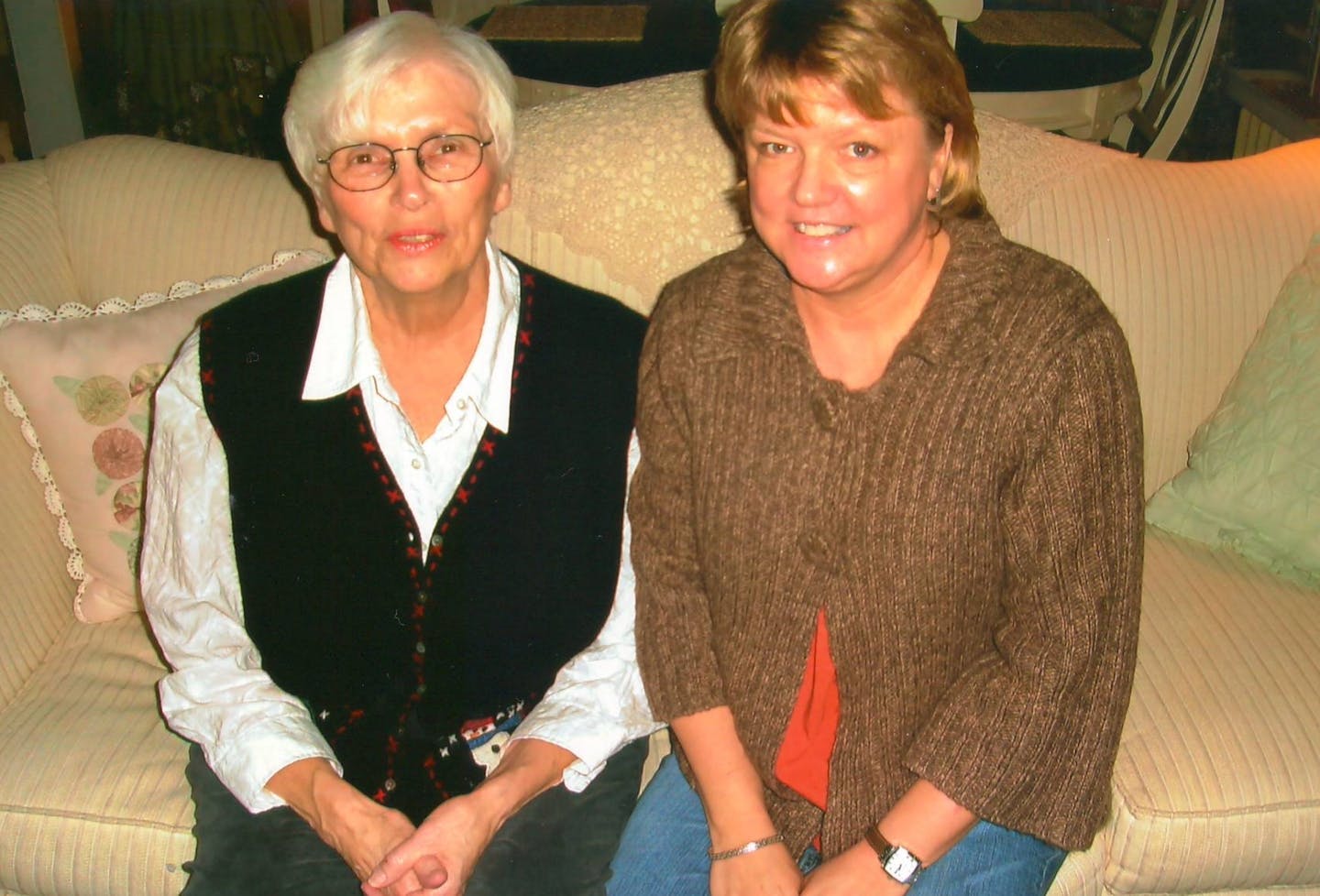 The author's mother, at left, and her long-lost sister in 2008. The author's mother passed away in 2009.