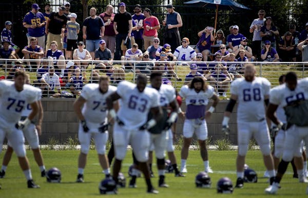 Fans watched the Vikings stretch before a training camp practice last season.