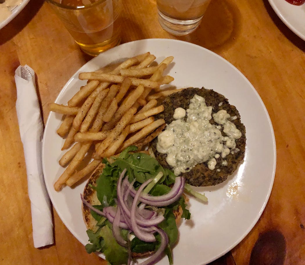 The Gale Force Wild Rice Burger at Fitger’s Brewhouse.