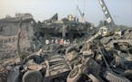 FILE - In this Oct. 23, 1983 file photo, the aftermath of the bombing of the U.S. Marines barracks in Beirut, Lebanon. The Supreme Court upheld a judg