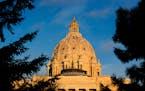 The Minnesota State Capitol was bathed in warm evening light as the sun went down on the first day of the legislative session. ] GLEN STUBBE &#x2022; 