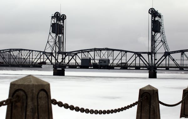 The Stillwater Lift Bridge, one of two surviving pre-World War II vertical-lift bridges in Minnesota and Wisconsin, is listed on the National Register