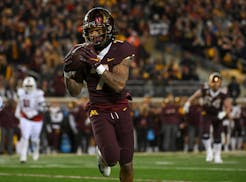 Gophers wide receiver Chris Autman-Bell grabbed a touchdown pass in a 23-13 victory over Wisconsin at Huntington Bank Stadium on Nov. 27.