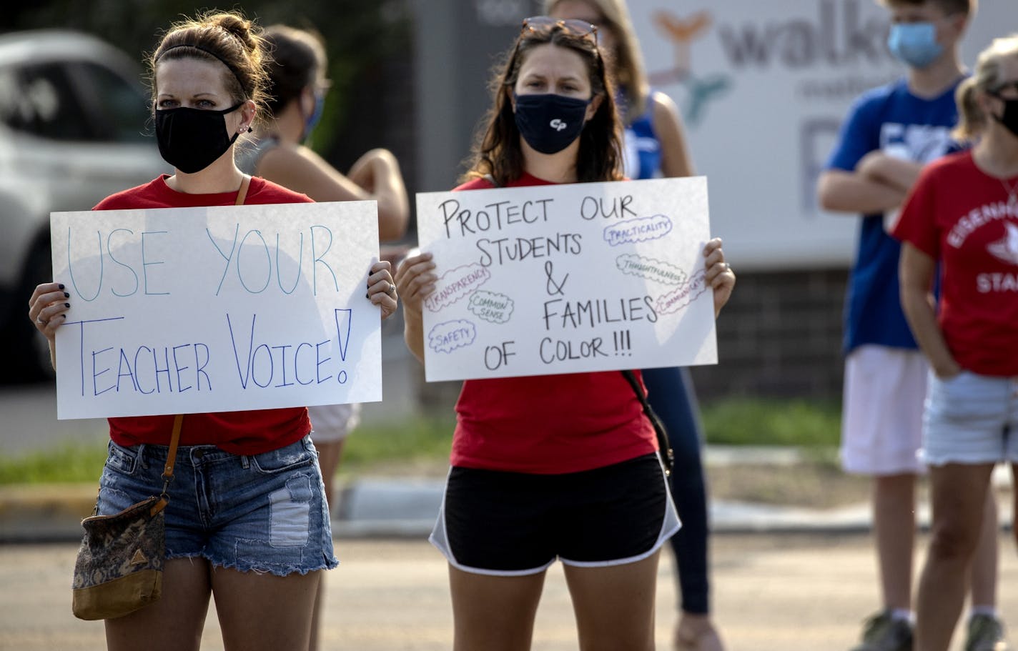 A rally was held ahead of Monday's school board meeting at Sandburg Education Center in Anoka.