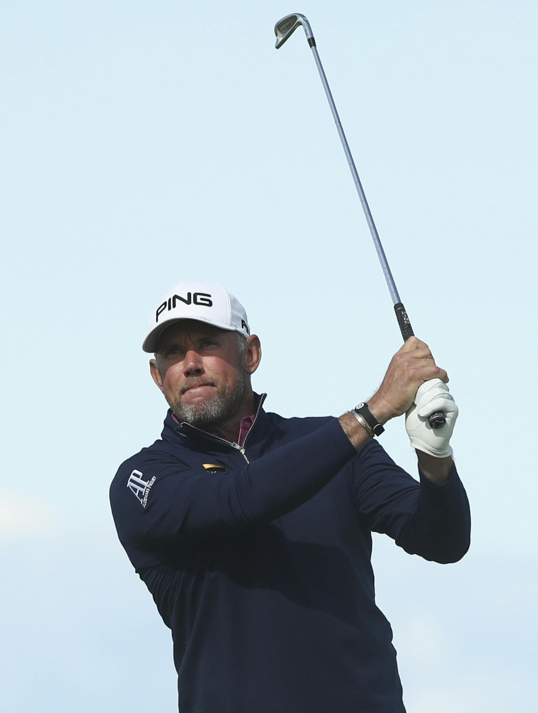 England's Lee Westwood plays his tee shot off the 6th hole during the third round of the British Open Golf Championships at Royal Portrush in Northern Ireland, Saturday, July 20, 2019.(AP Photo/Jon Super)