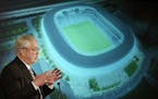 FILE -- William McGuire owner of the Minnesota United FC showed renderings of the new soccer stadium at press conference Wednesday Feb 24, 2016 in St.