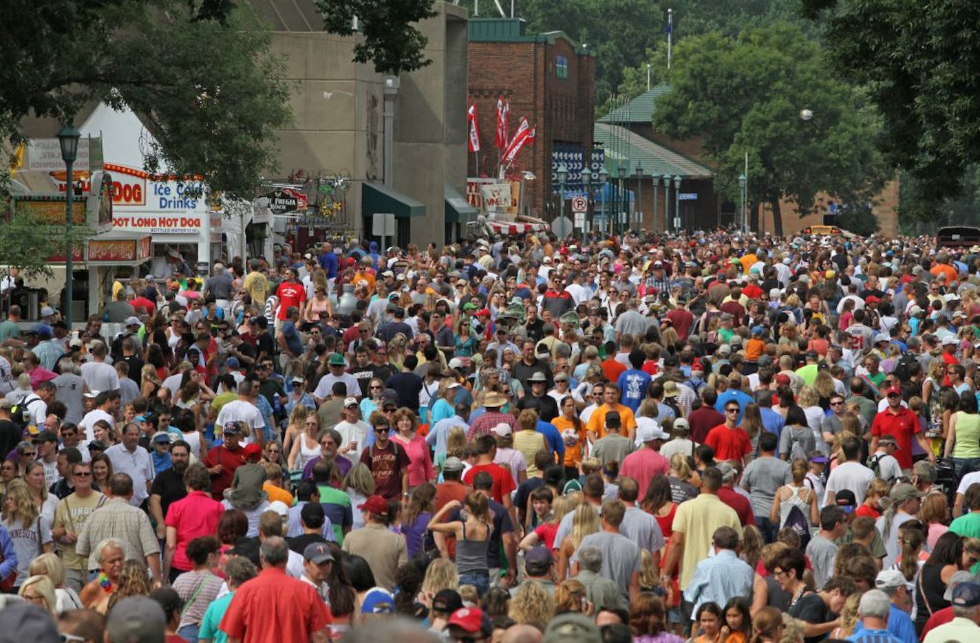 It was wall to wall people on every street as people jammed the Minnesota State Fair on 8/27/2011.