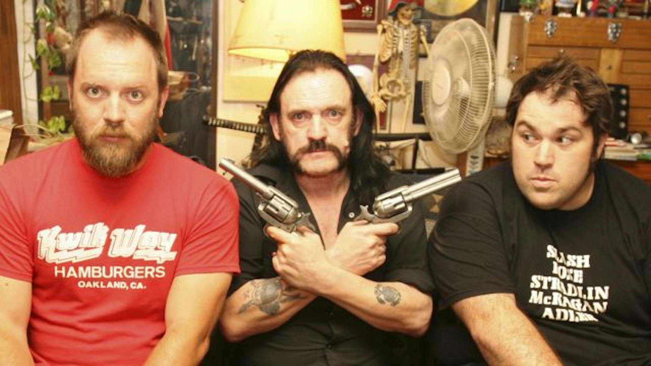 "Lemmy" tells the story of Lemmy Kilmeister, center.