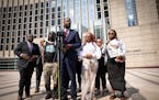 The family of Ricky Cobb II, with lawyers Bakari Sellers (center) and Attorney Harry Daniels (at left), spoke about a future lawsuit in front of the F