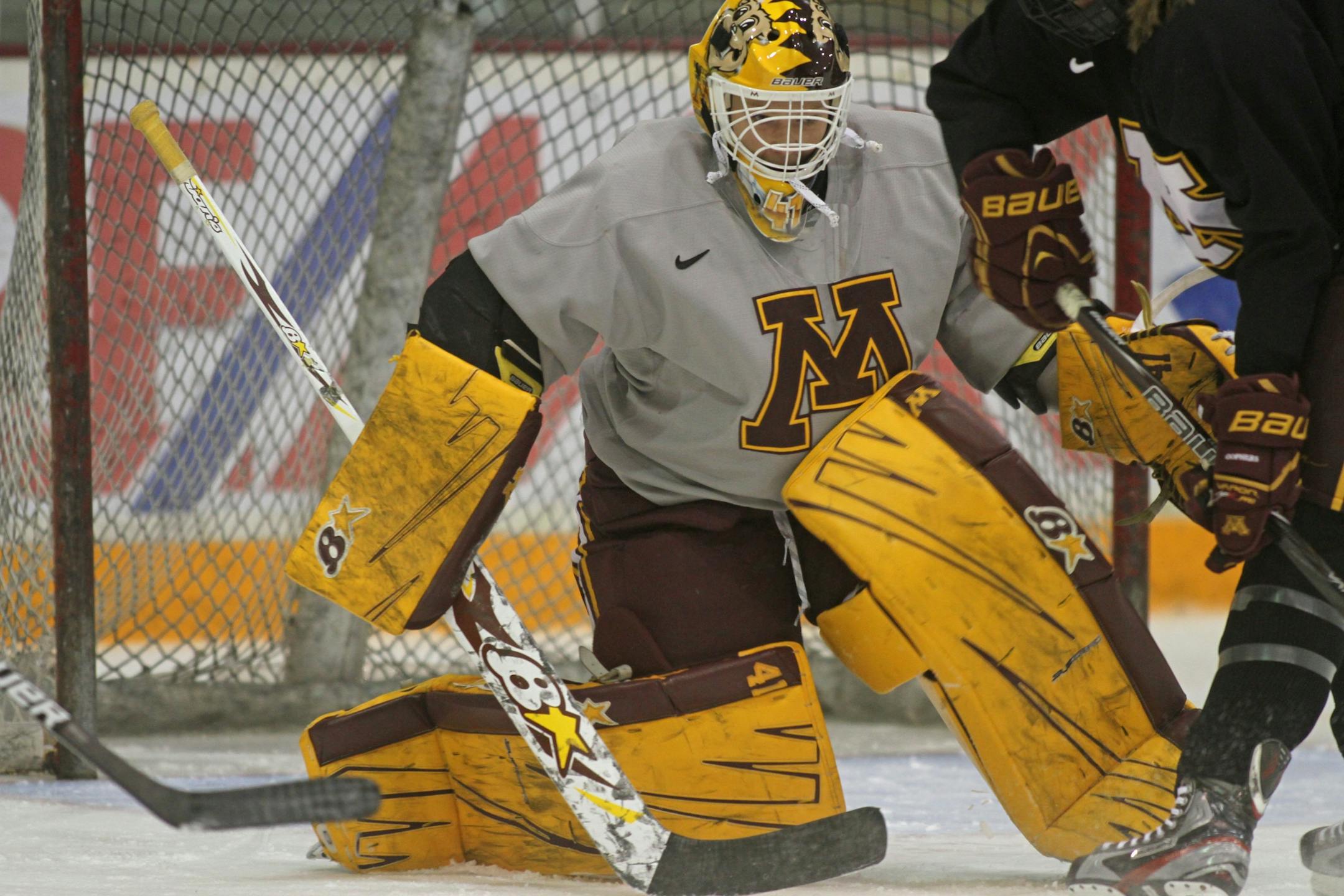 Noora Raty followed the puck during practice
