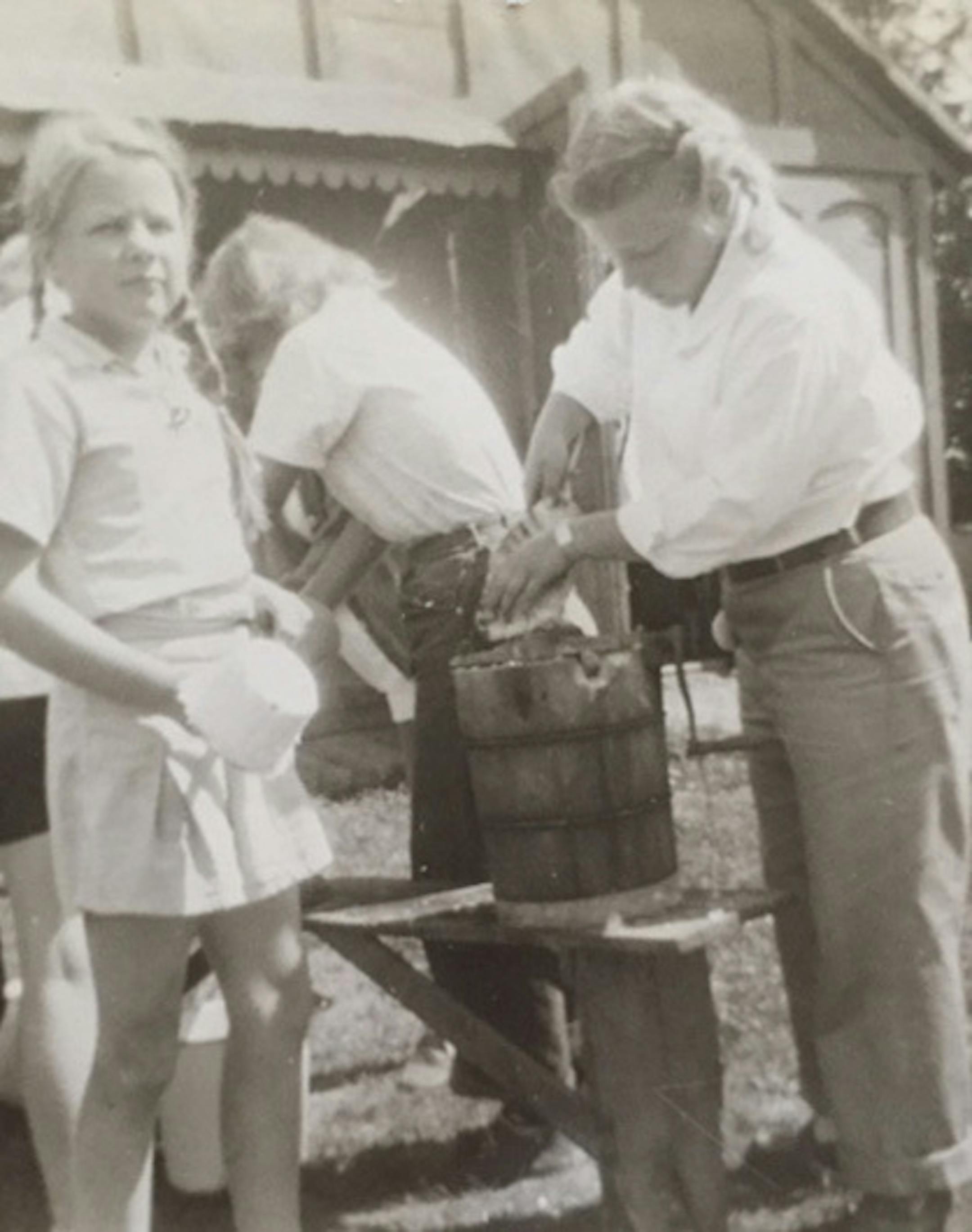 Gretchen Fogo at Camp Kiwadinipi, "probably 1946, the year of my first canoe trip."