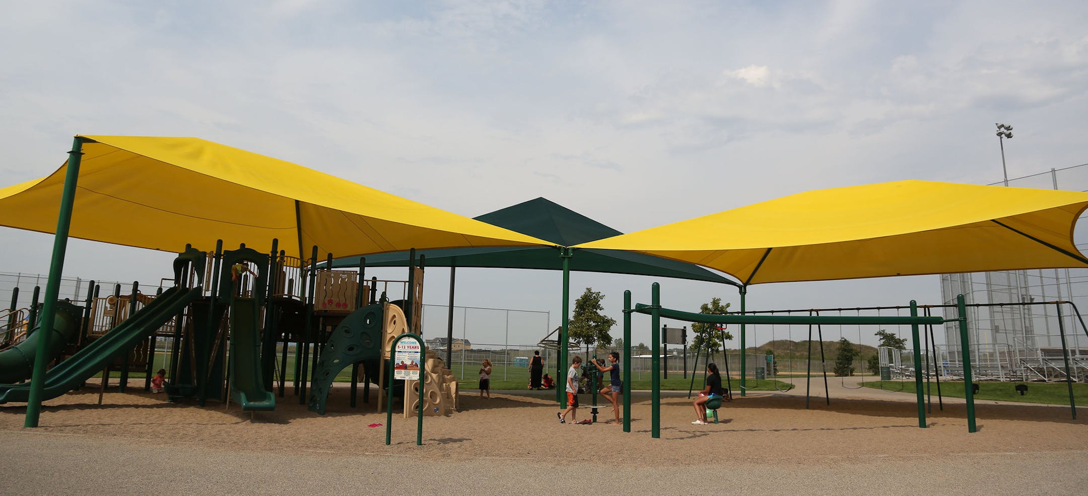 The play structure at Quarry Point Park . ] (KYNDELL HARKNESS/STAR TRIBUNE) kyndell.harkness@startribune.com At Quarry Point Park in Apple Valley, Min., Tuesday September 1, 2015.
