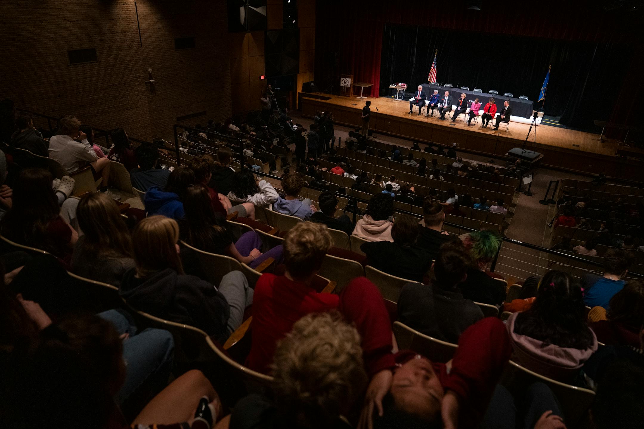 Students listen to the Q&A with the Justices after the Minnesota Supreme Court heard oral arguments in the case Cruz-Guzman v. State of Minnesota inside the auditorium at Richfield High School.
