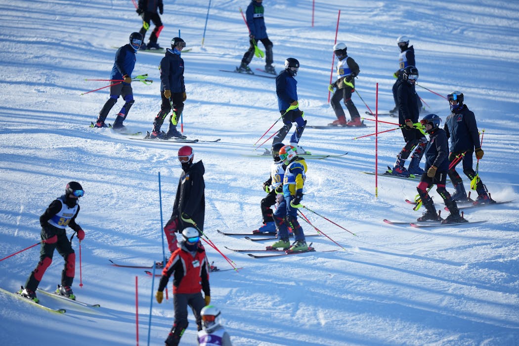 Skiers went over the course before the second run at Wild Mountain in Taylor Falls.