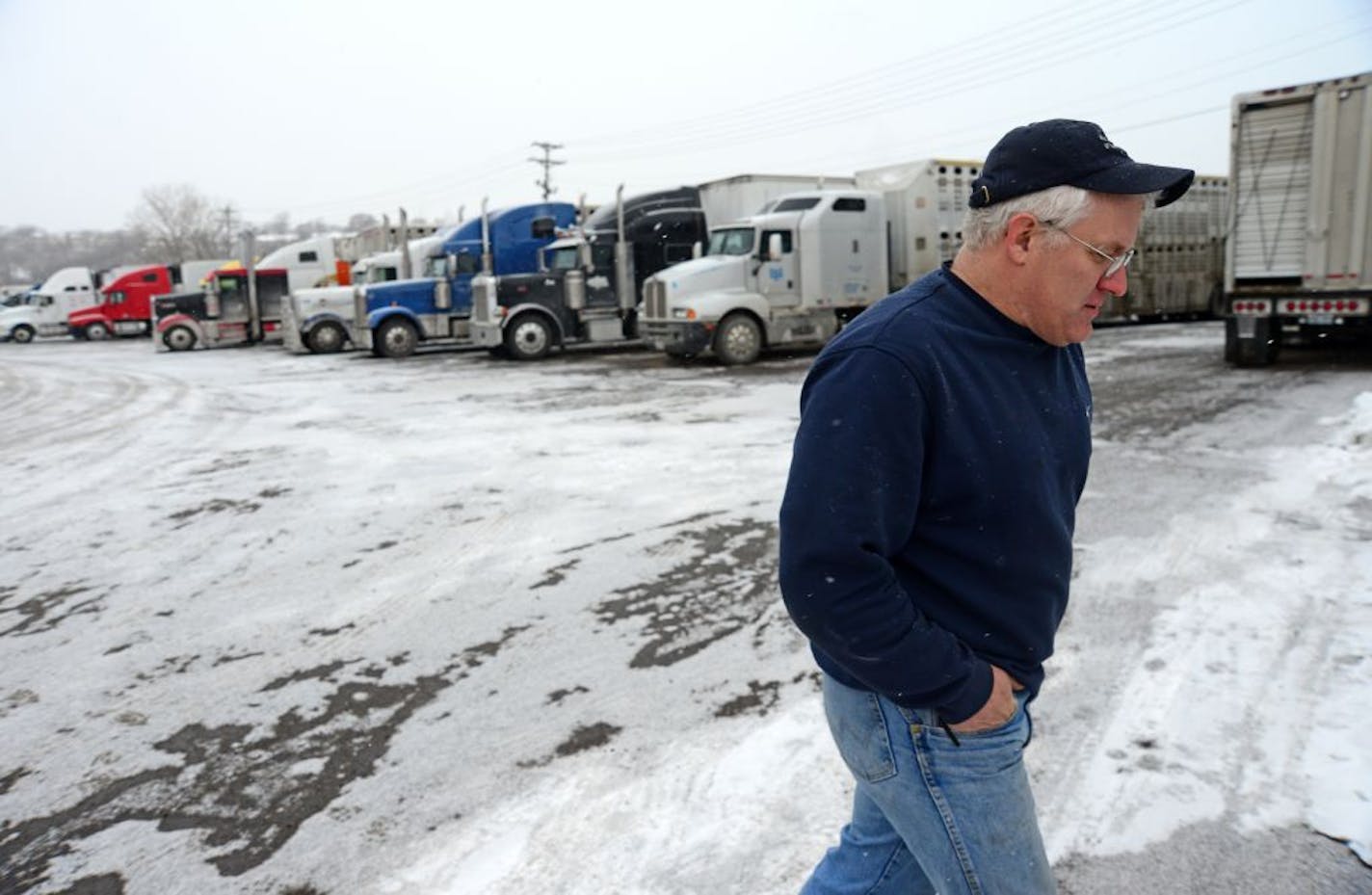 Self-employed driver Roy Olds, at a South St. Paul truck stop, said the trucking industry can't retain drivers because of the pay.