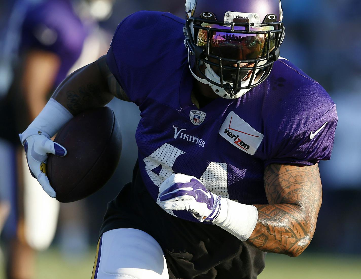 Minnesota Vikings Matt Asiata (44). ] CARLOS GONZALEZ cgonzalez@startribune.com - August 1, 2015, Mankato, MN, NFL, Minnesota Vikings Training Camp, Minnesota State University, Mankato,