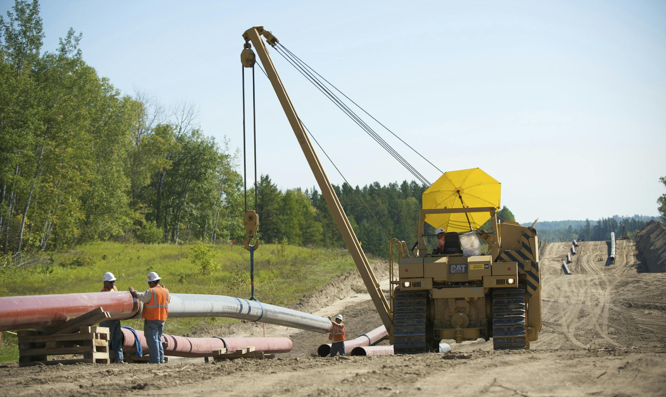 Here are a couple of options for you. Both are Alberta Clipper construction in 2009 in Minnesota.- photo provided by Enbridge