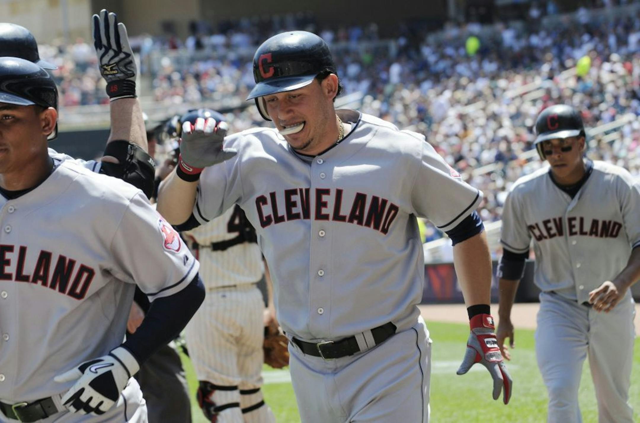 Asdrubal Cabrera was welcomed after his three-run home run in Game 1.