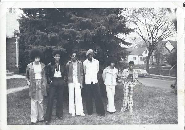 The historic Grand Central Band, featuring (left to right) Linda Anderson, Andre Cymone, Morris Day, Terry Jackson, Prince and William "Hollywood" Dou