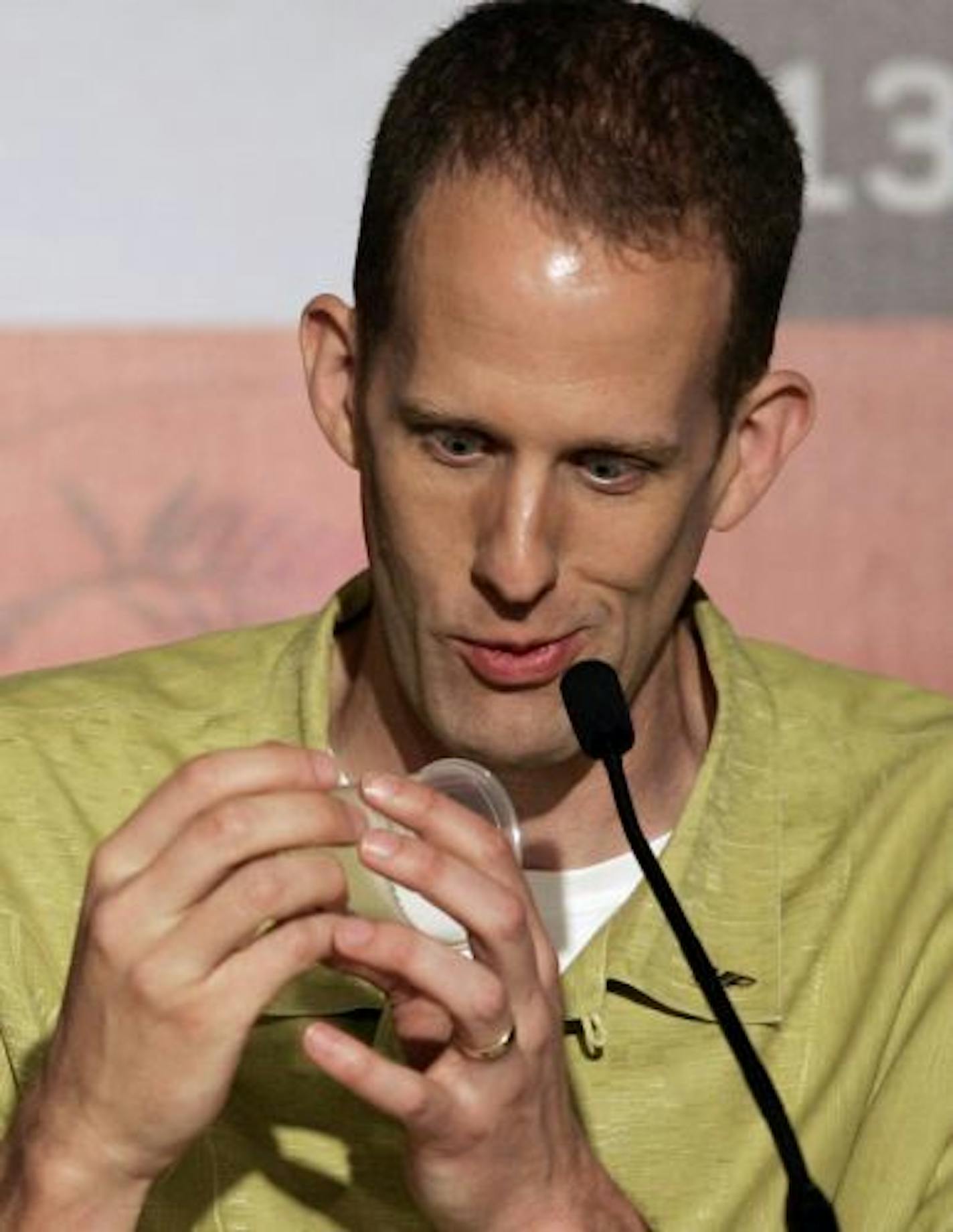 American director Peter Docter reacts during a press conference for the animated film 'Up' at the 62nd International film festival in Cannes, southern France, Wednesday, May 13, 2009.