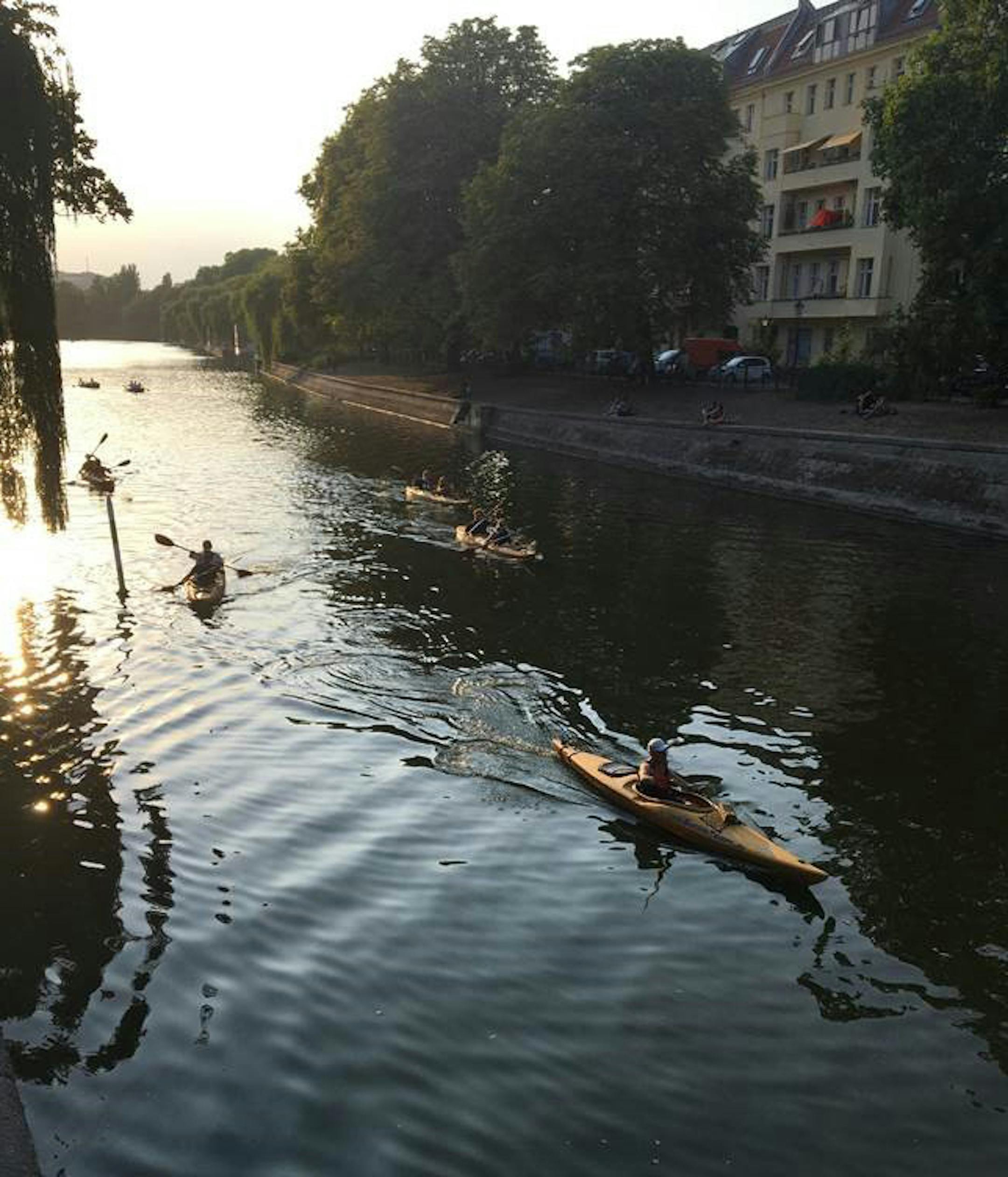 Kayakers paddle a section of the Landwehr Canal in central Berlin. Molly McKinney * Special to the Star Tribune