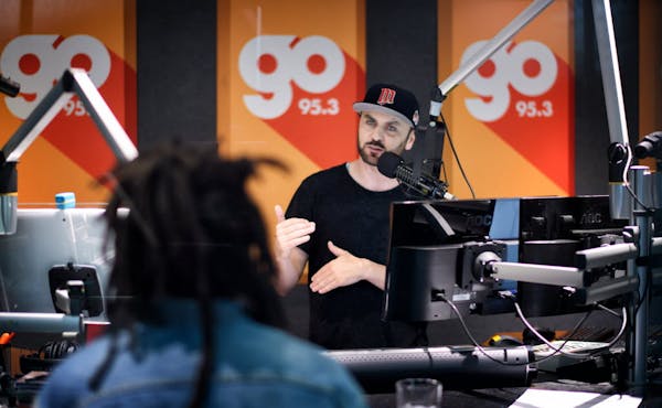 Peter Parker at work in the Go 95.3 FM studios in Minneapolis in 2016.