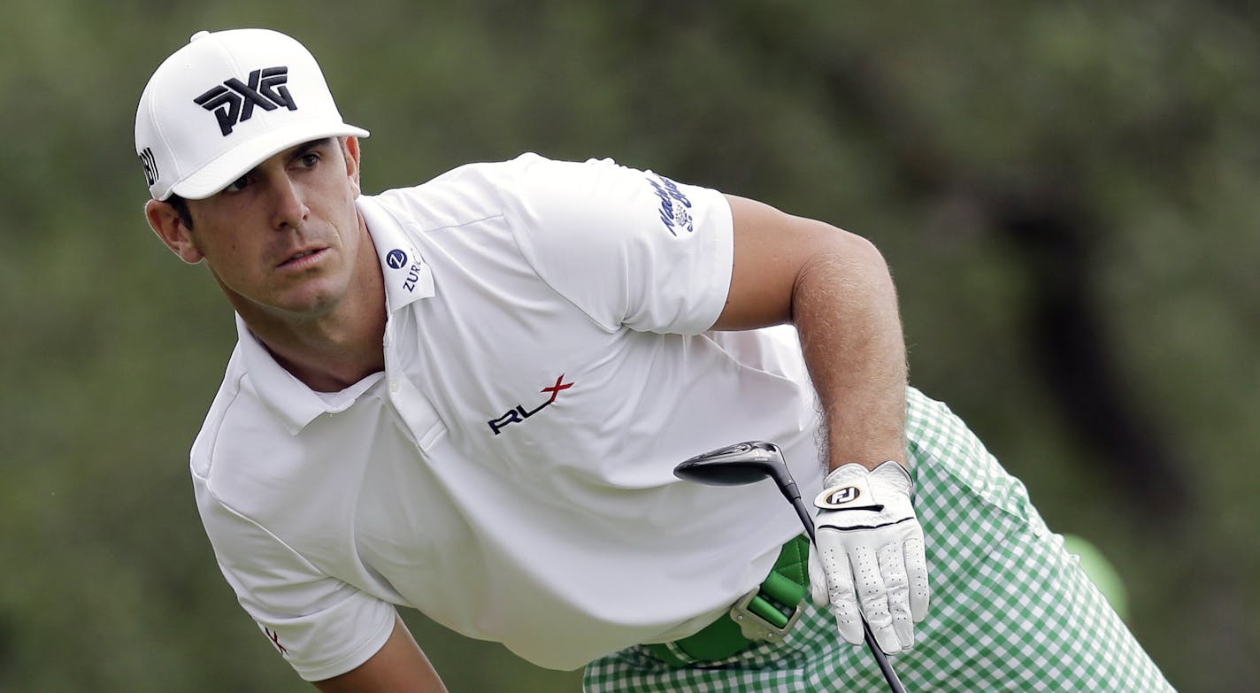 Billy Horschel watches his tee shot on the first hole during the final round of the Texas Open golf tournament, Sunday, April 24, 2016, in San Antonio. (AP Photo/Eric Gay) ORG XMIT: TXEG104