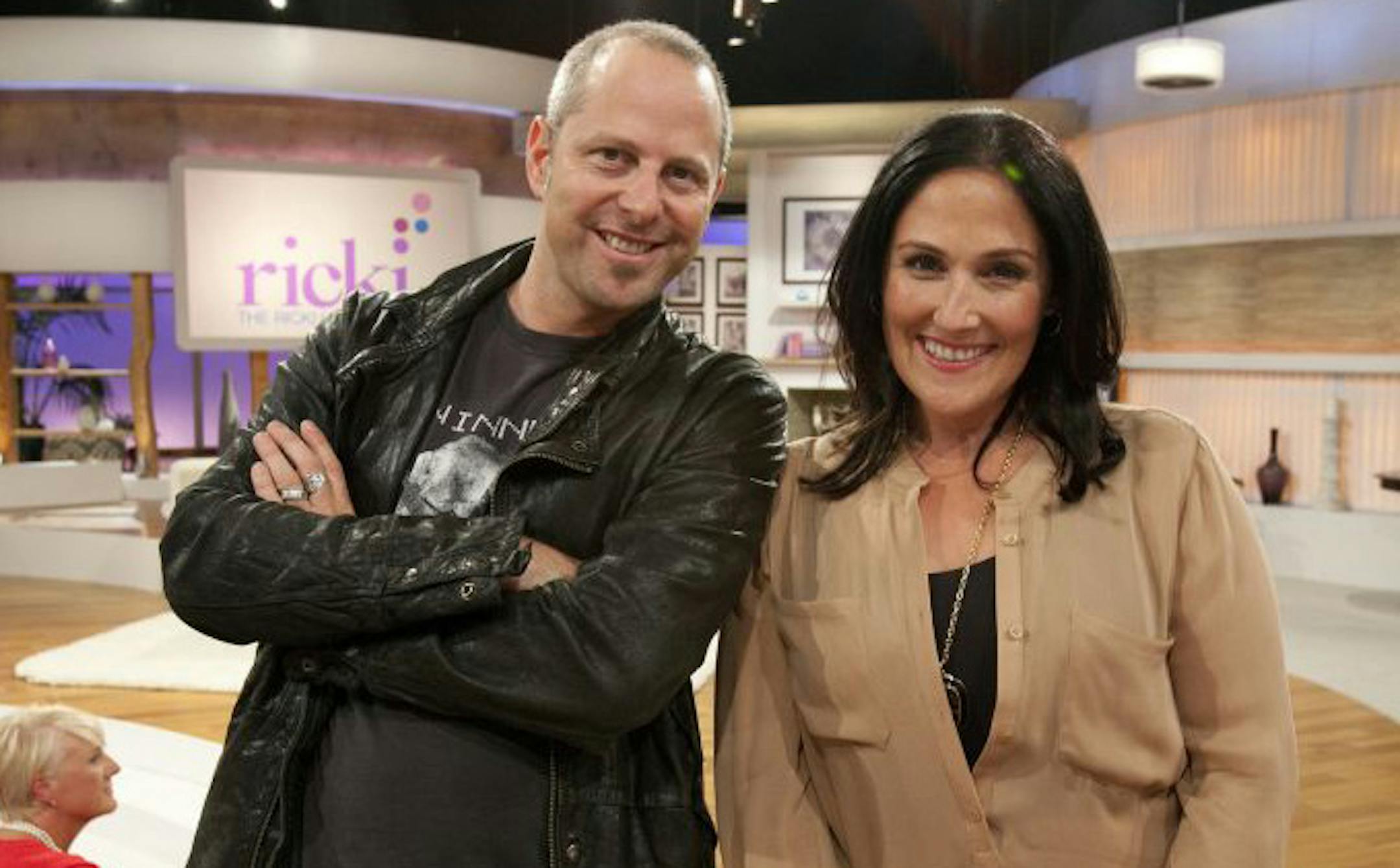 Anton Goss and Ricki Lake on the set of Lake's new talk show "The Ricki Lake Show."
