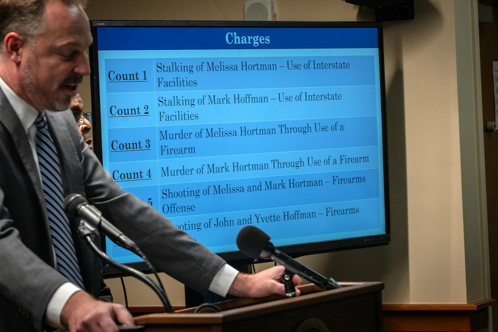 Acting U.S. Attorney Joseph H. Thompson addresses the media regarding the Federal charges against Vance Boelter, who has been taken into custody on Sunday evening, during a press conference at the United States Courthouse in Mineapolis, MN on Monday, June 16, 2025.   ] Elizabeth Flores • liz.flores@startribune.com