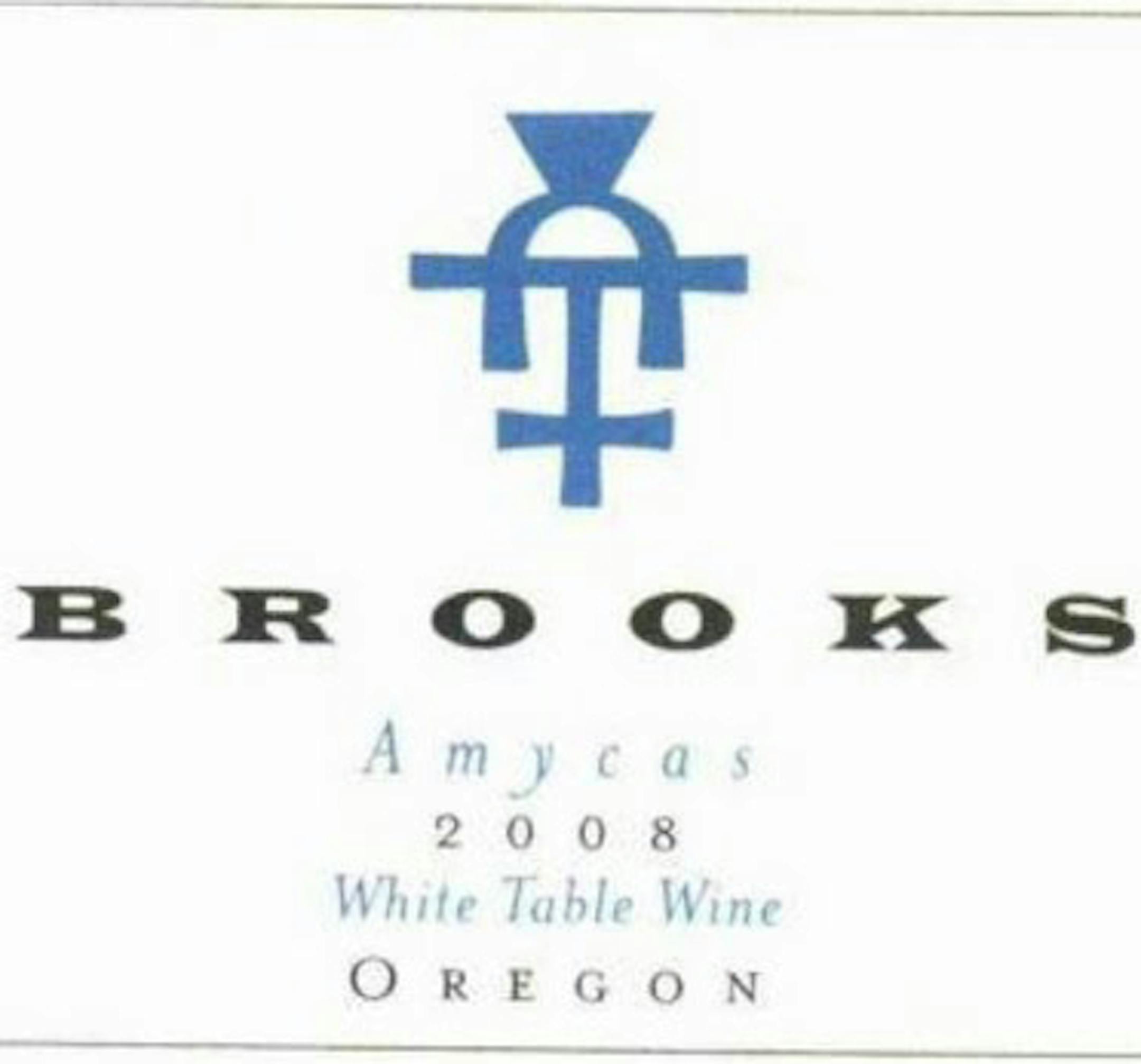 Brooks Amycas 2008 white table wine label