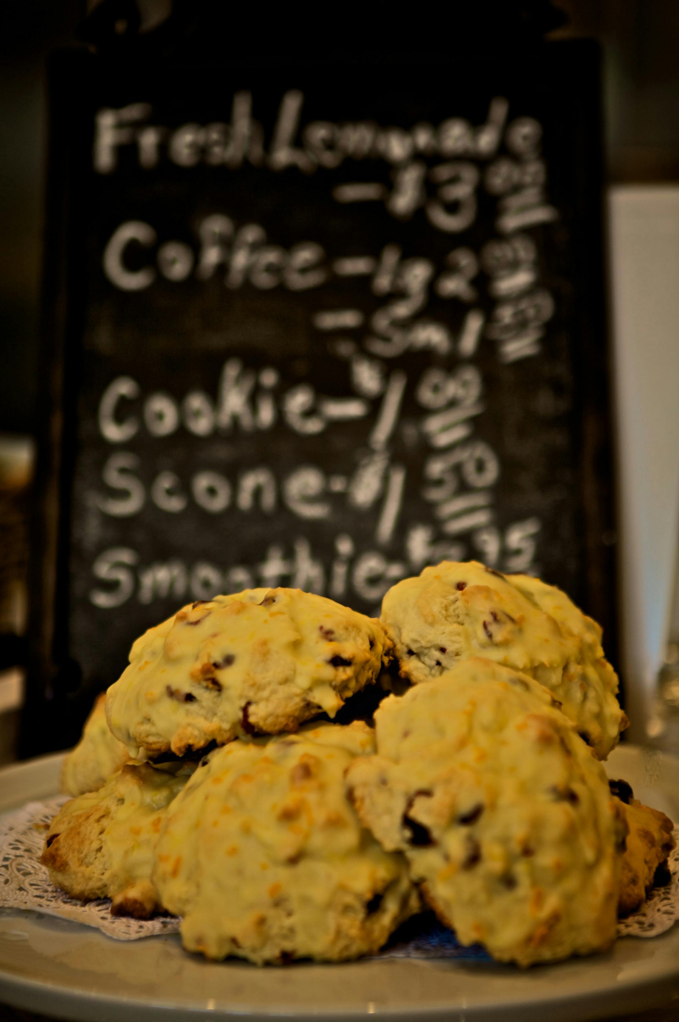 The Palate in Stockholm, Wis. always features a fresh-from-the-oven baked good, such as these cranberry-orange scones.
