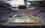 Preparations are underway for the U.S. Bank Stadium Basketball Classic, the venue's first basketball event.