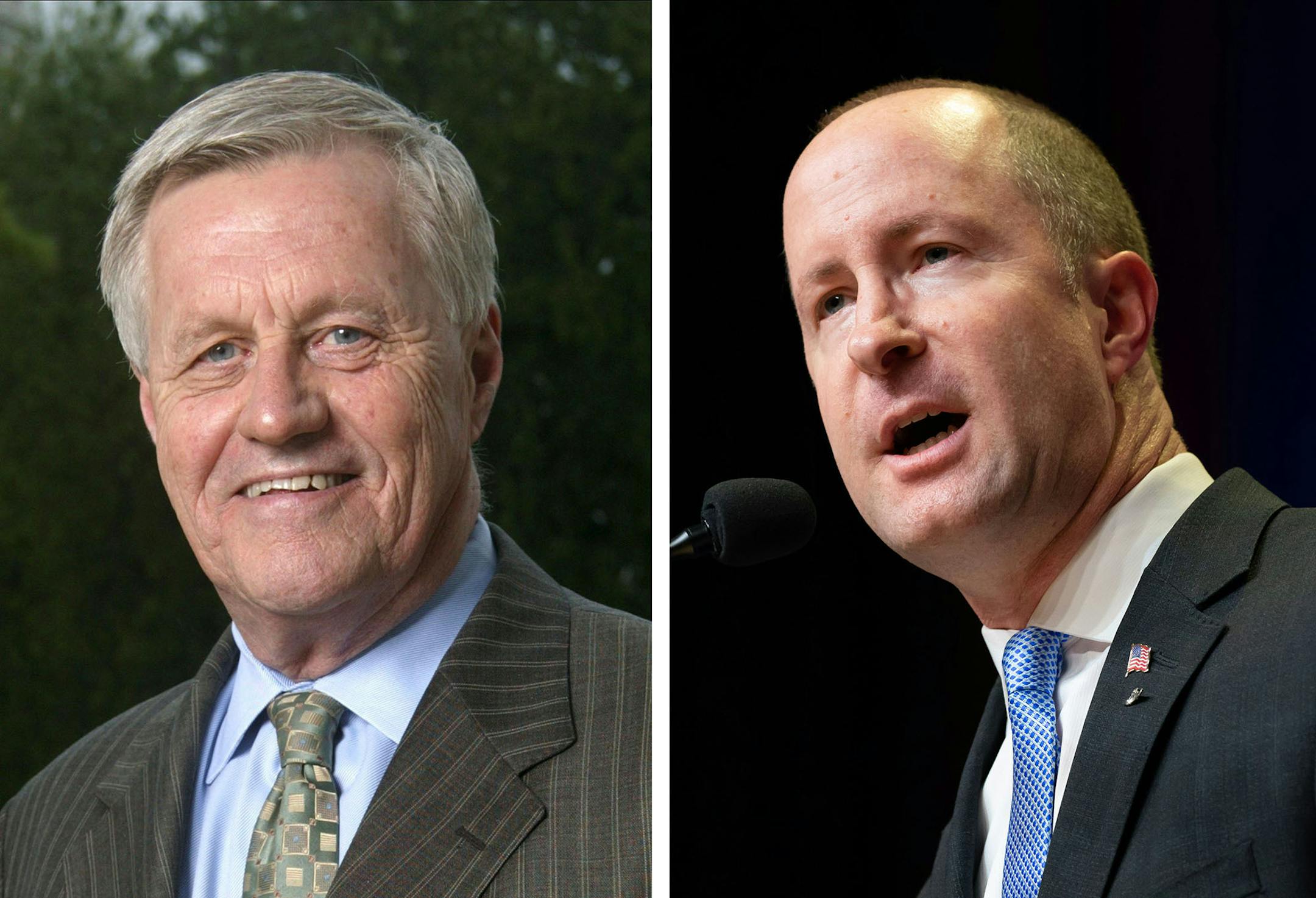 U.S. Rep. Collin Peterson, left, the Democrat who represents Minnesota's Seventh Congressional District, and Dave Hughes, his Republican opponent. ] GLEN STUBBE • glen.stubbe@startribune.com