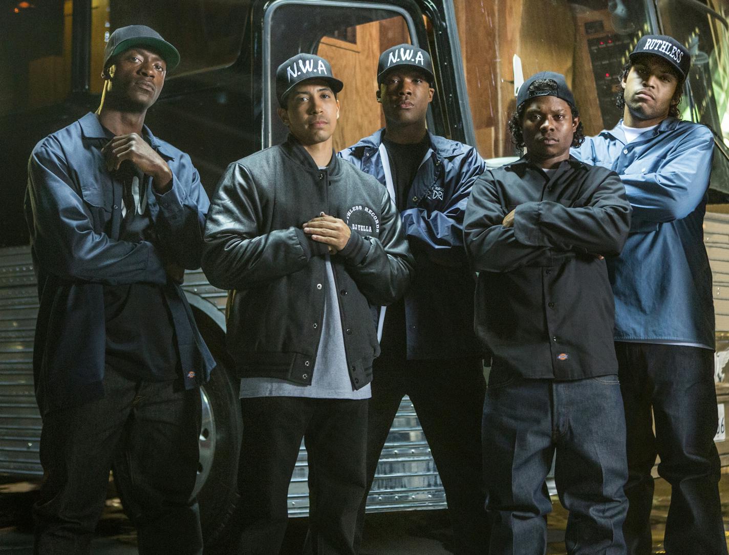 "Straight Outta Compton," starring Aldis Hodge, Neil Brown Jr., Corey Hawkins, Jason Mitchell and O'Shea Jackson Jr.