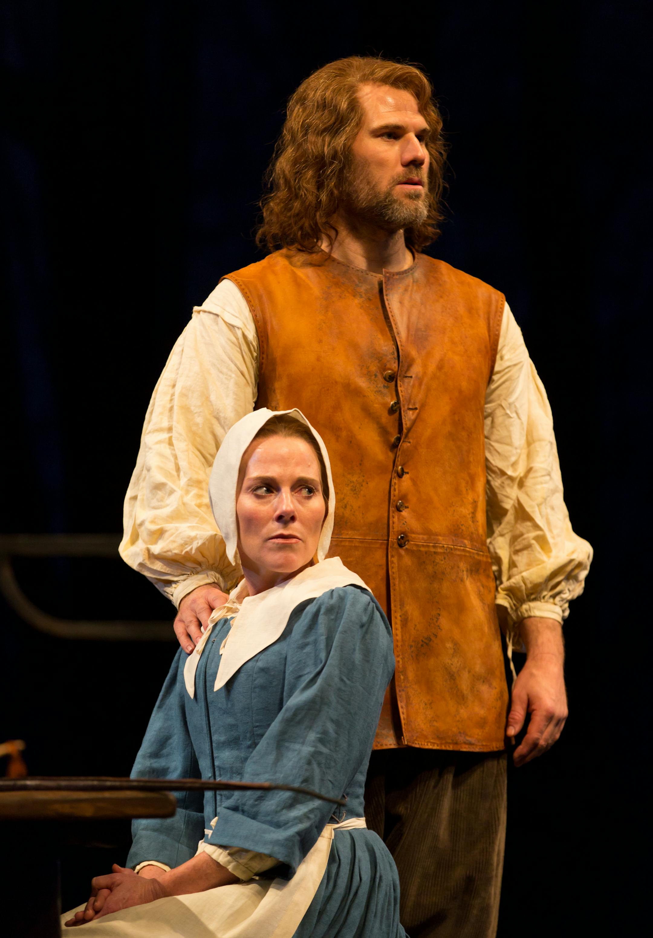 Michelle O'Neill (Elizabeth Proctor) and Erik Heger (John Proctor) in the Guthrie Theater's production of The Crucible,