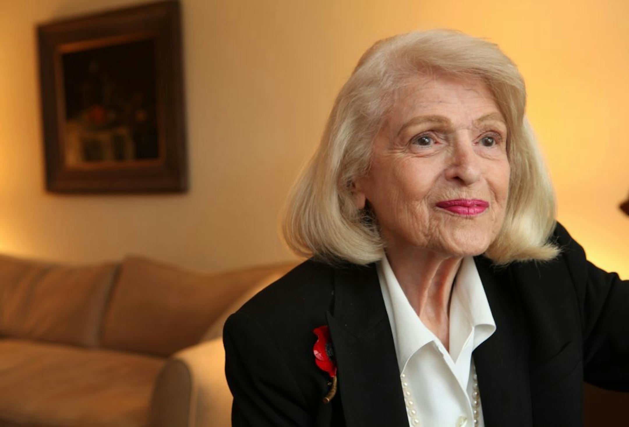 FILE -- Edith Windsor at her home in New York in June, 2012. The Supreme Court announced on Friday, Dec. 7, 2012, that it would enter the national debate over same-sex marriage, agreeing to hear a pair of cases challenging state and federal laws that define marriage to include only unions of a man and a woman. Windsor, who is suing to be treated as a surviving spouse, is one of the two cases.
