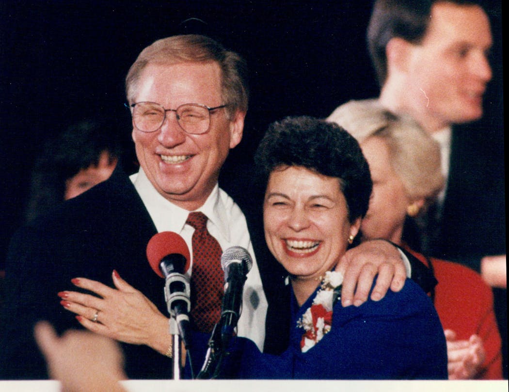 Nov. 9, 1994: Arne Carlson celebrated with Lt. Gov. Joanne Benson as his reelection was confirmed. 
