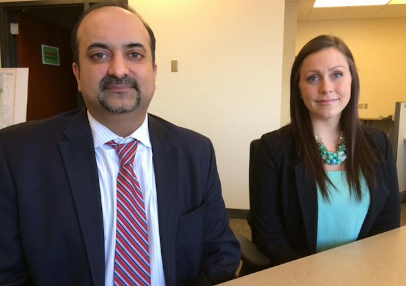 Imran Ali, left, is the new Washington County major crimes prosecutor. Brooke Throngard, right, is mining data that will help with arrests and prosecutions.