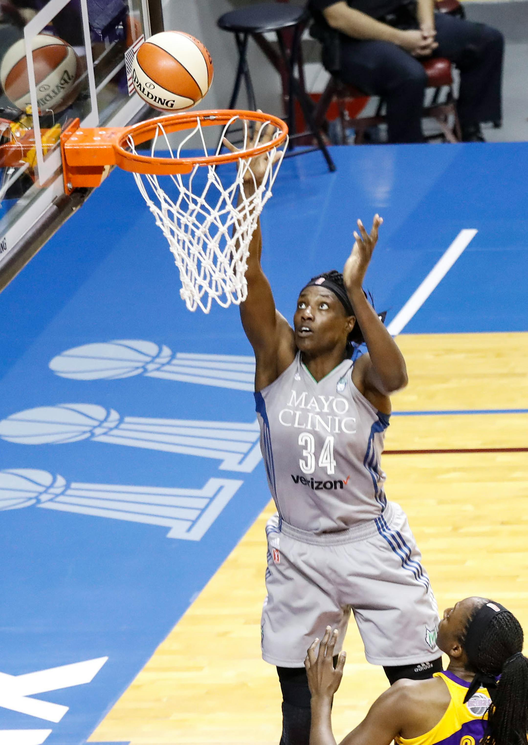 Minnesota Lynx center Sylvia Fowles (34) went for a shot during the first half.