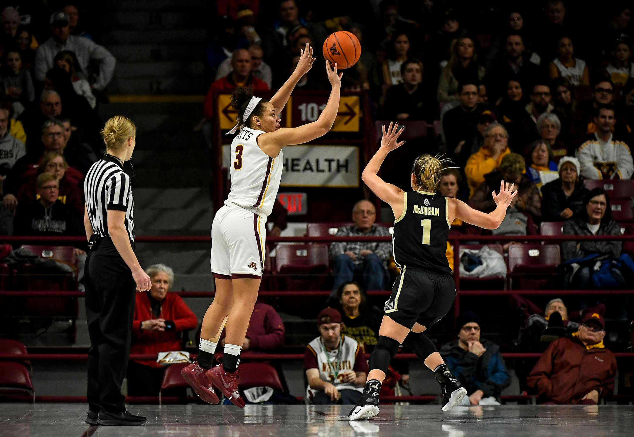 Gophers guard Destiny Pitts hit one of her five three-pointers against Purdue on Thursday.