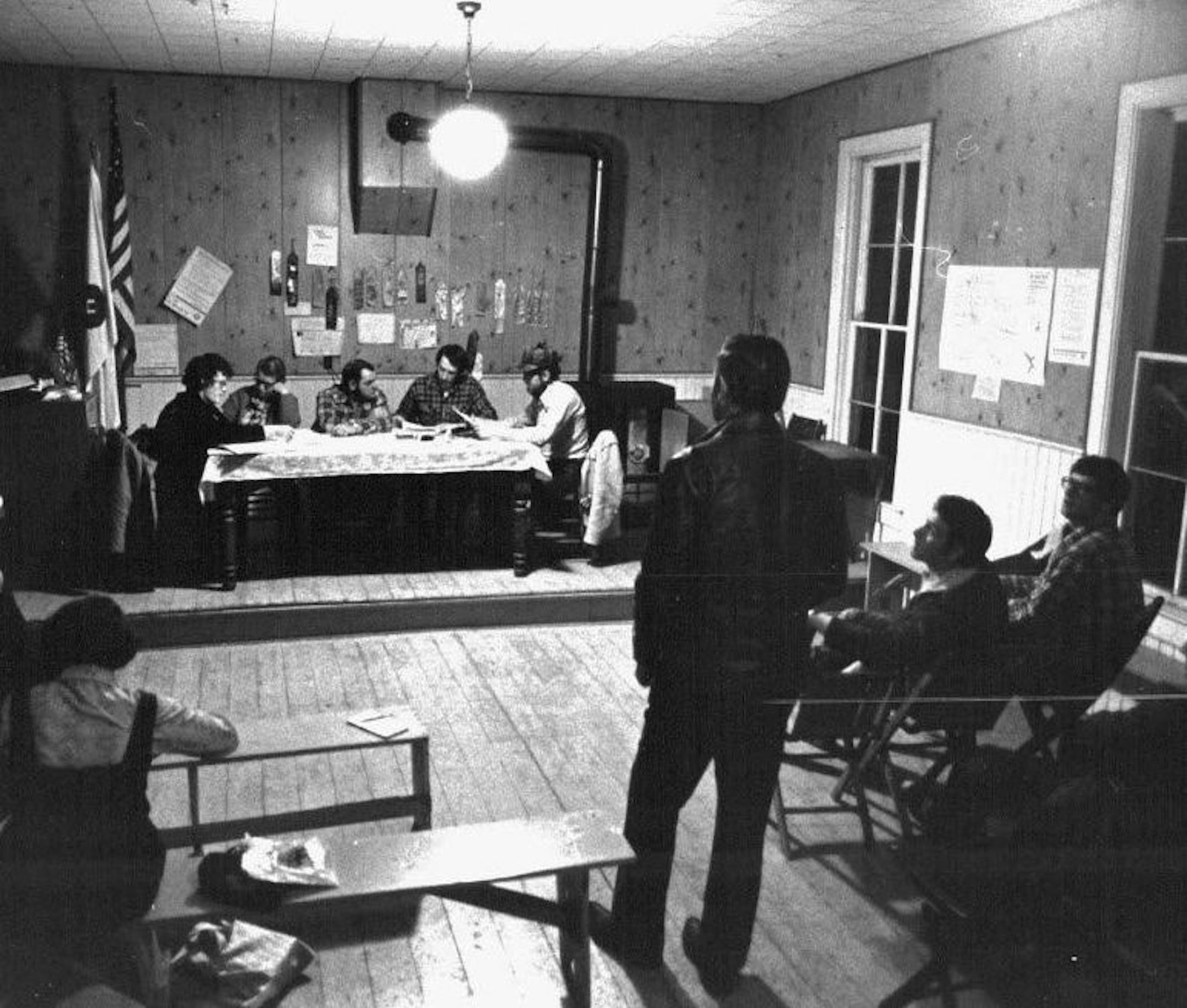 In a Star Tribune file photo from 1979, a tractor company representative rises to speak to the Orion Township board on Township Tuesday.