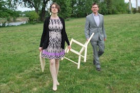 Gemma Irish and Mark Sweeney in "The Chair-Builders."
