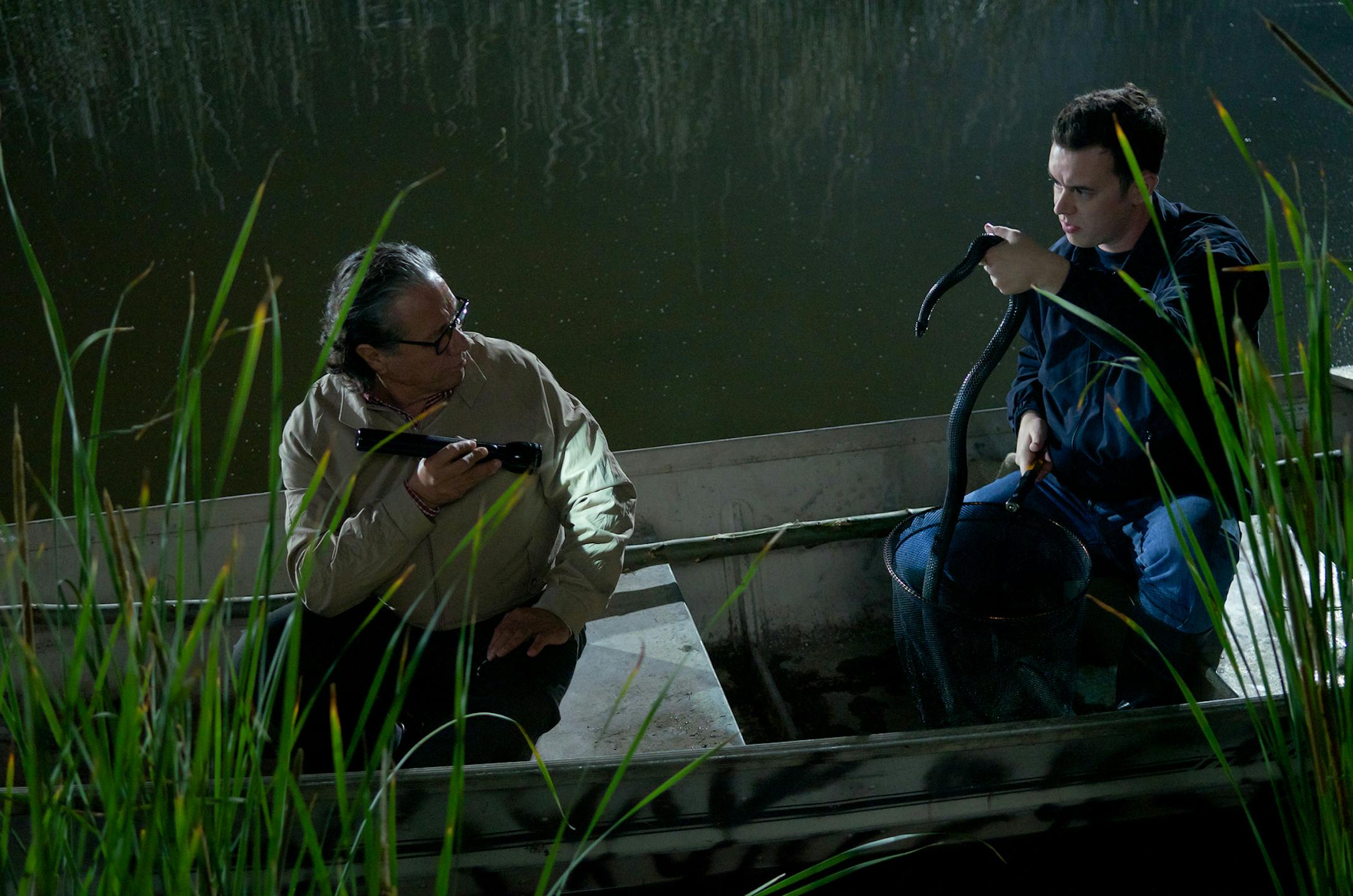 Edward James Olmos and Colin Hanks in "Dexter."