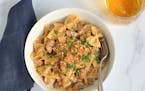 Photo by Meredith Deeds, Special to the Star Tribune. Celebrate Octoberfest with Creamy Kielbasa, Caramelized Onion and Gruyére Pasta.
