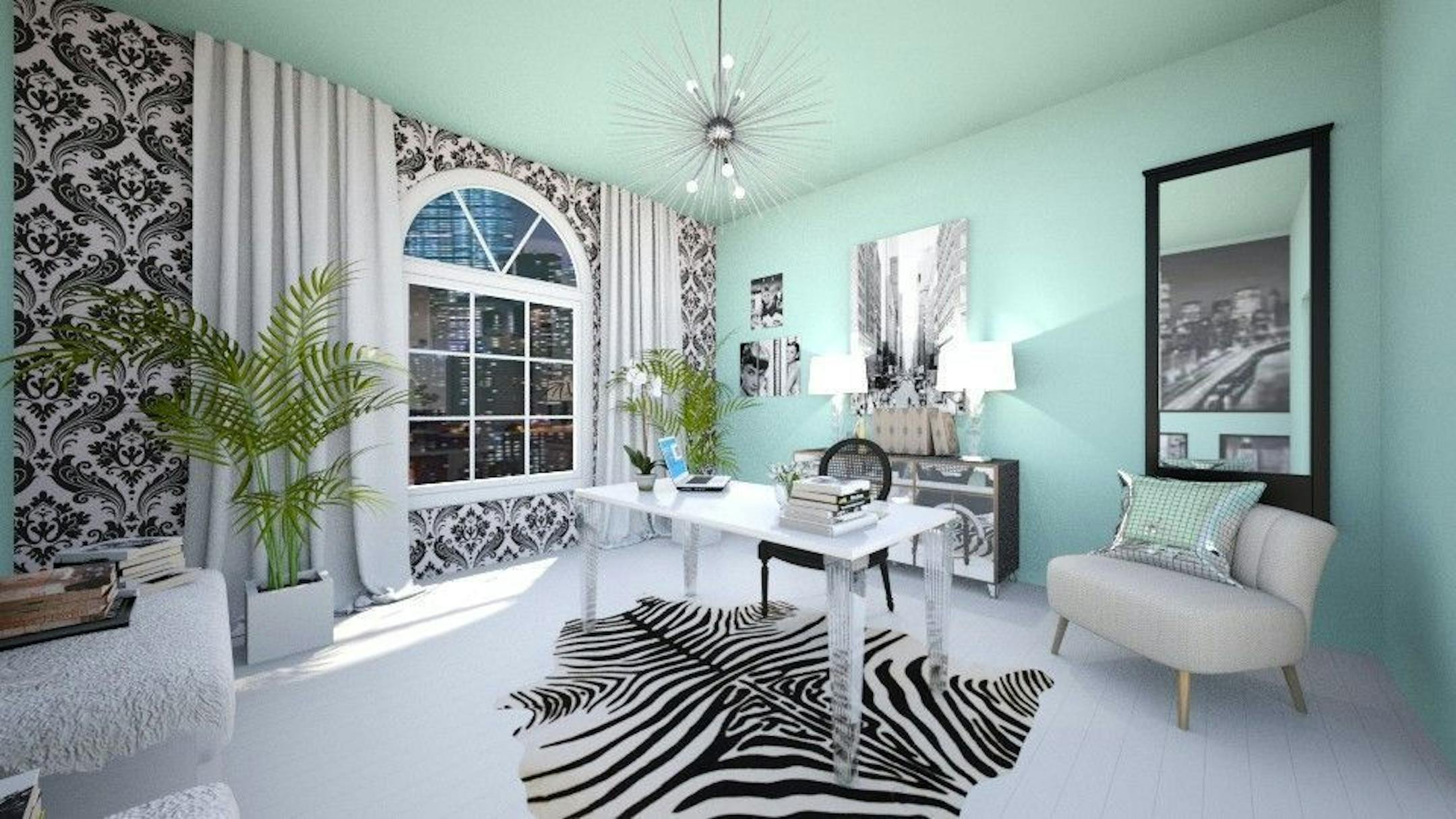 "Tiffany"-theme home office designed by Sue Hunter, Home for a Change