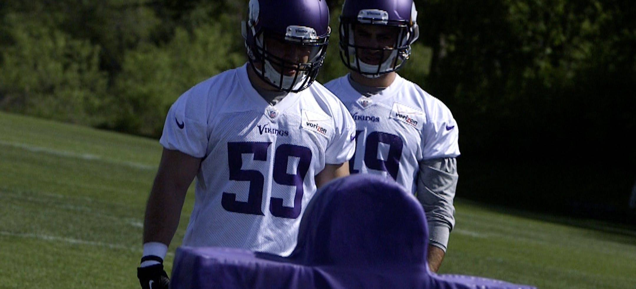 [Mark Vancleave/mark.vancleave@startribune.com * Vikings OTAs at Winter Park ] Vikings line backer Mike Zimmer practices with the team Thursday, May 29, 2014 at Winter Park.
