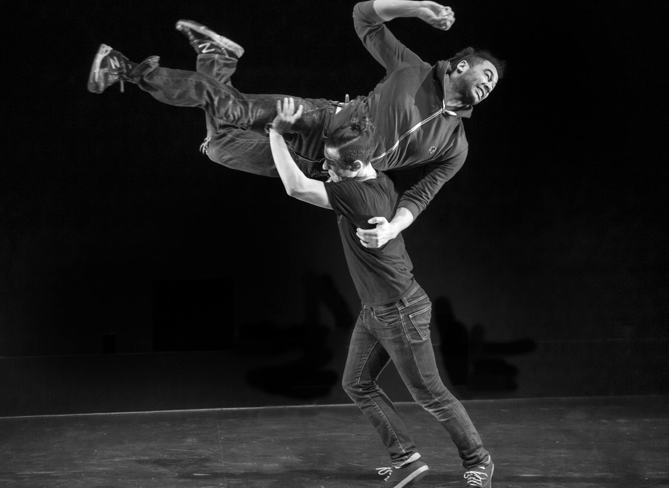 Brian Evans and RushBenson rehearsed for "Passing Through Pig's Eye." (photo by Bill Cameron)